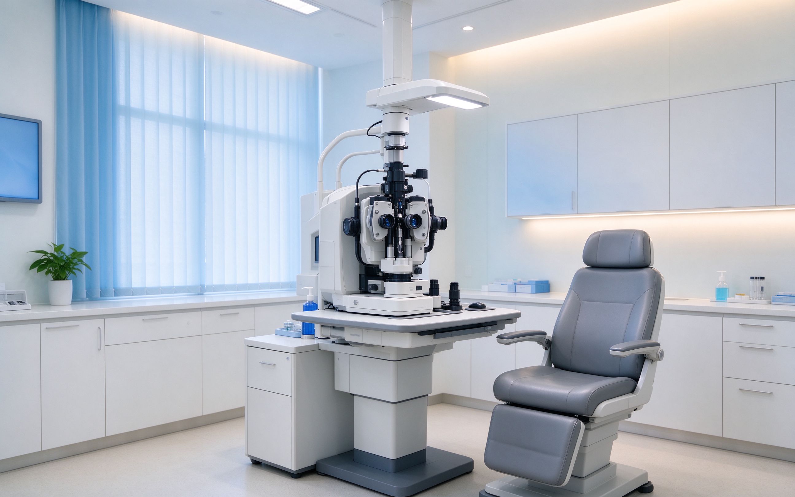 Modern ophthalmology clinic with slit lamp equipment
